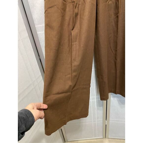 19 Women's wool blend Casual Palazzo Wide Leg Pants High Waisted Button Sol… - Picture 3 of 9